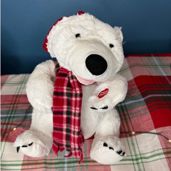 Goffa International Musical Polar Bear With Santa Hat & Scarf- Does Not Move - Picture 5 of 5